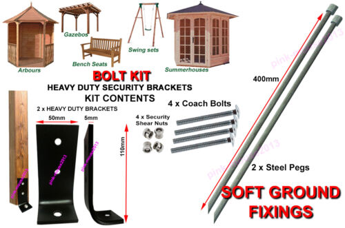 Bench Security Anchor kit BOLT // SOFT GROUND Gazebo Details about  / Garden Shed Summerhouse
