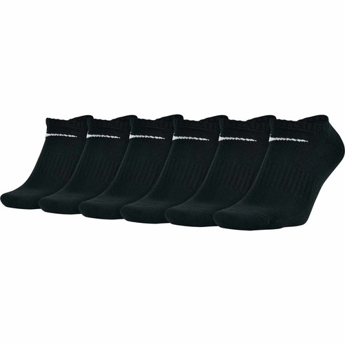 Nike Black Performance Cotton Cushioned No Show Socks SX5176-010 NEW 6 Pairs