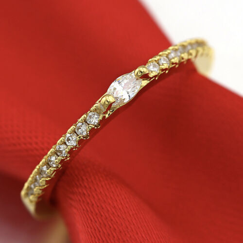 9K GOLD GF mini Diamonds SOLID STACKABLE BANDS WEDDING ANNIVERSARY FASHION RINGS