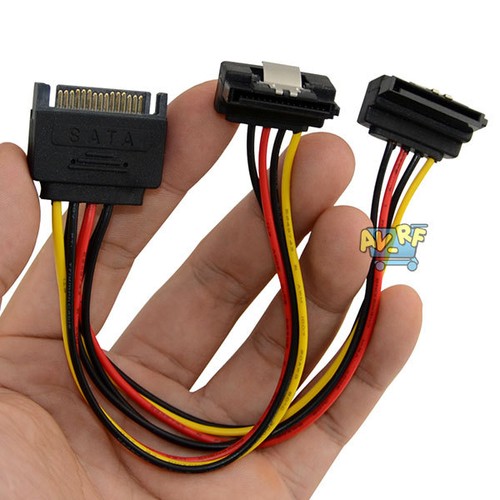 SATA 15 Pin Male to 90 Degree 2 Female 15 Pin HDD Serial ATA Splitter Cable