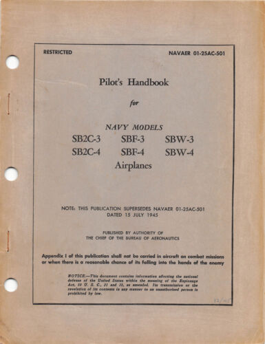 CD version SB2C-3 -4// SBW-3,-4 Pilot/'s Handbook Flight Manual -4// SBF-3
