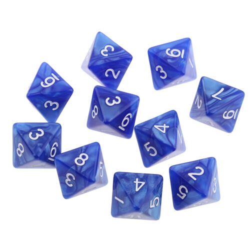 10pcs 8 Sided Dice D8 Polyhedral Dice for Dungeons and Dragons Games Blue
