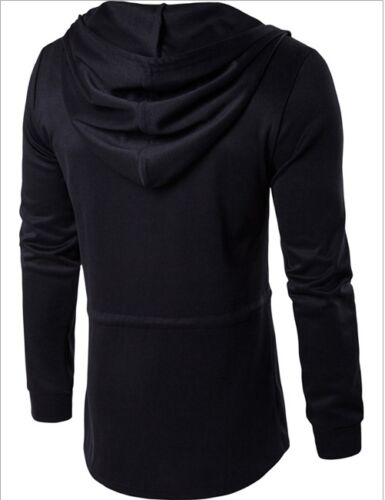 Fashion Men Punk black Hooded Jacket Long Cardigan Black Ninja Goth Hoodie Coat