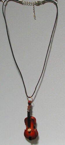 Cello replica 3.25/" handmade collectible pendant w// black cotton necklace /& case