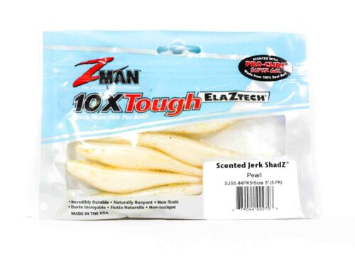 Zman Soft Lure Jerk ShadZ 5 Inch 5 per pack Pearl 2703 