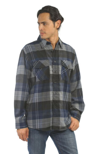 YAGO Men's Casual Plaid Flannel Long Sleeve Button Up Shirt Blue/2E S-5XL 