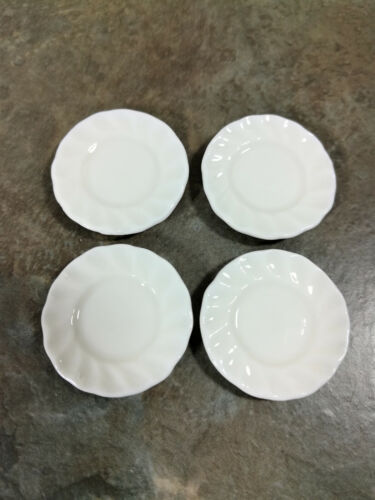 Dollhouse Miniature x4 Fluted All White Ceramic Glass Plates 1:12 Scale 1/"