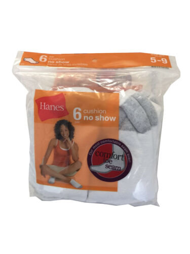 Hanes®  Women's Comfort Toe Seam 6/10 paris cushion no-show fit shoe size 5-9 