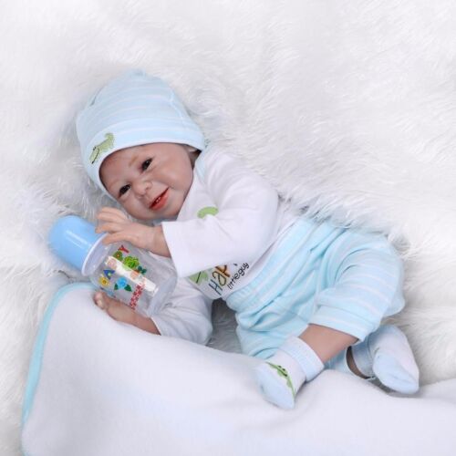 Reborn Toddler Dolls 22/'/' Handmade Lifelike Baby Silicone Vinyl Boy Doll