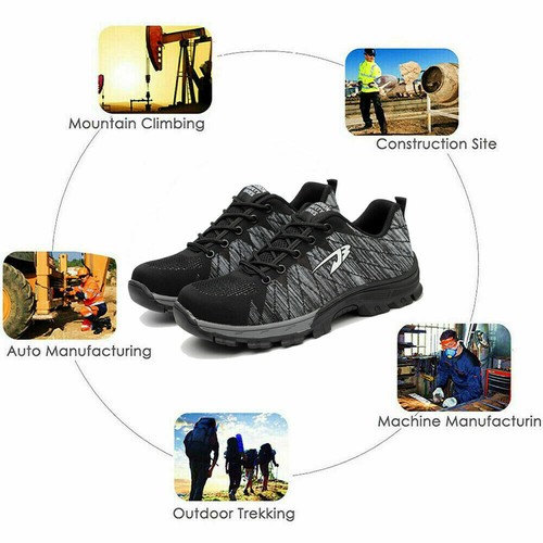 Herren Leicht Arbeitsschuhe Sicherheitsschuhe Stahlkappe S3 Rutschfest Stiefel
