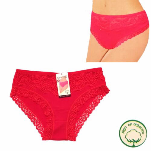 3 Pairs Ladies Red Lace Cotton Rich Underwear Knickers Lacy Briefs Panties