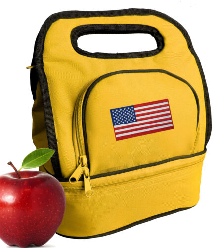 American Flag Lunch Bag Lunchbox Cooler Lunchboxes 2 SECTIONS!