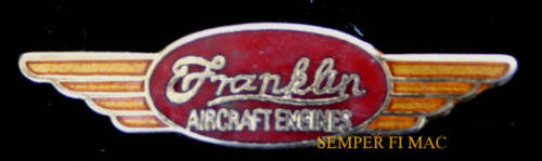 FRANKLIN AIRCRAFT ENGINE HAT LAPEL PIN PILOT CREW WING GIFT SOLO MAINT L@@K!