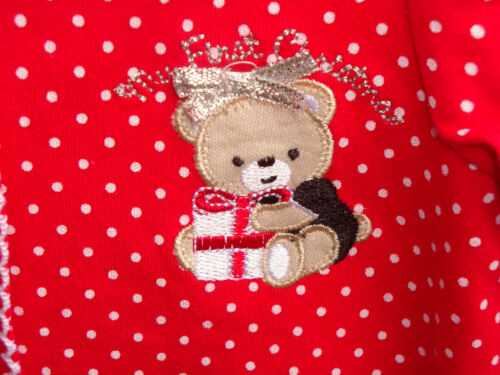 LITTLE ME 100% Cotton Red Christmas Bear Footie w/Matching Hat GIRL SIZES  NWT 
