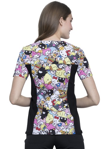 Hello Kitty Cherokee Scrubs Tooniforms Sanrio V Neck Knit Panel Top TF648 HKAG