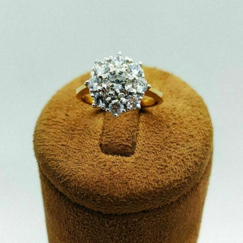 Antique 2.70 CT Round Cut Diamond Cluster Engagement Ring 14K Yellow Gold Finish