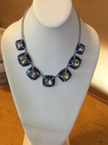 Ann Taylor Blue//clear Stone Statement Necklace #901