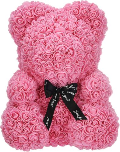 Rose Flower Bear  Large 16 inch Fully Assembled Hugz Teddy Bear Pink 