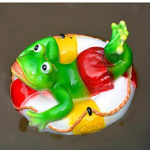 2Pcs Simulation Resin Floating Frogs Fairy Garden Terrarium Outdoor Statues