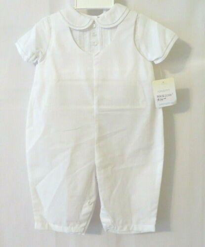 Petit Ami 1Pc Longalls /& Hat 5622 Short Slv Layer Look Embroidery Wht NB #10398