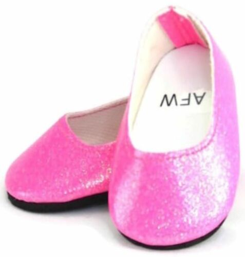 Hot Pink Glitter Slip On Dress Shoes made for 18/" American Girl Doll Clothes