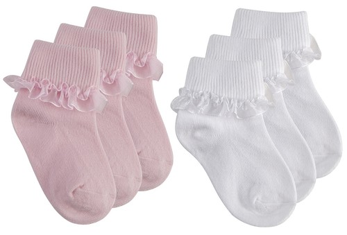 Tick Tock Baby Girls Cotton Rich Frilly Lace Top Socks