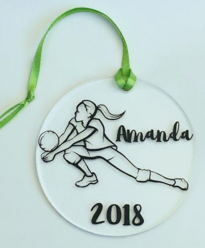 Acrylic Ornament Personalized Custom Female Girl Volleyball Player Sport Ball