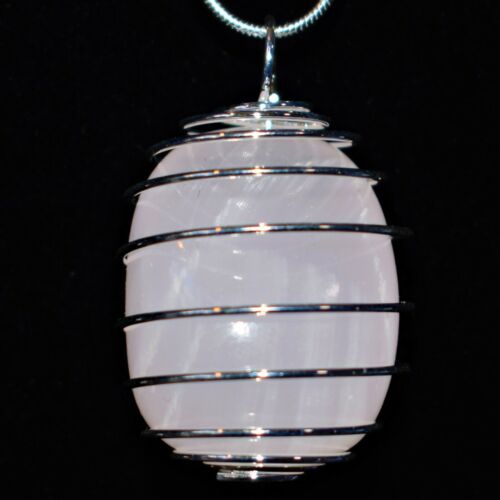 Charged Fluorescent Pink Mangano Calcite Crystal Pendant™ 20/" Silver Chain