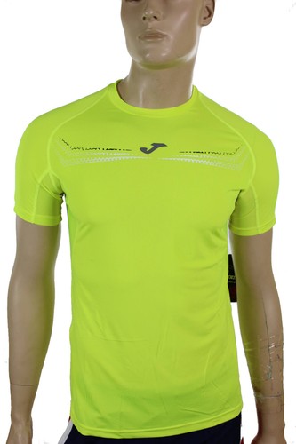 Top Running Joma Training Shirt Men Yellow Zip pocket Short Sleeves
