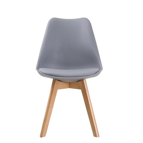 LPD Louvre Contemporary Plastic /& Beech Cushioned Dining Chairs Set Of 2 Grey