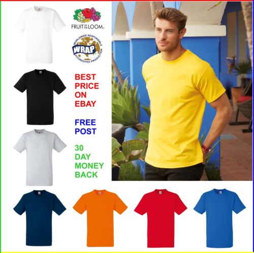 Lot de 5-Homme 100/% T-shirt en Coton Fruit Of The Loom Heavy Tee Plain T Shirt