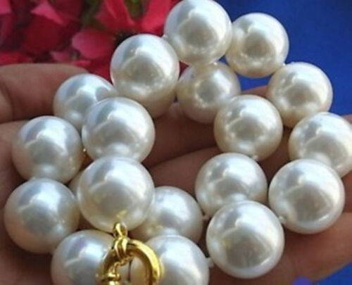 Rare énorme 8 mm 10 mm 12 mm 14 mm 20 mm South Sea White Shell collier de perles AAA 18/"