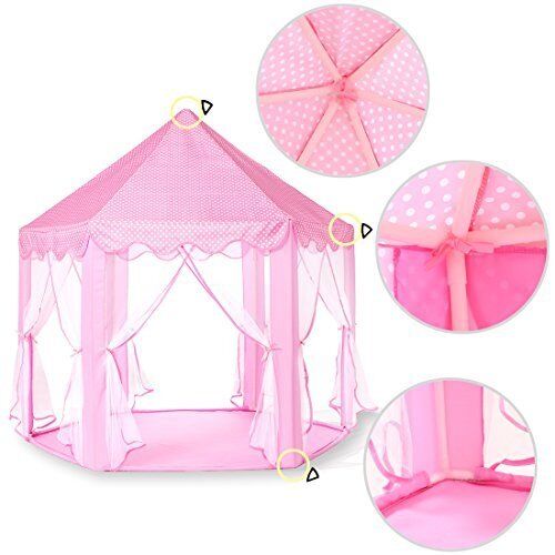 Pink Girls Princess Castle Playhouse Children Kids Play Tent In/Outdoor Toys 