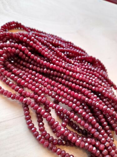 Natural Agate Ruby Red Round Gemstone 7" strand 50 pcs Beads 3×4 mm 