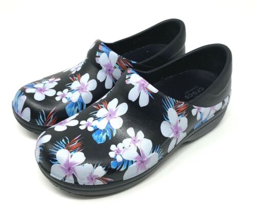 Details about / Crocs Neria Pro II Work Clogs Womens 7 Black//Tropical NEW