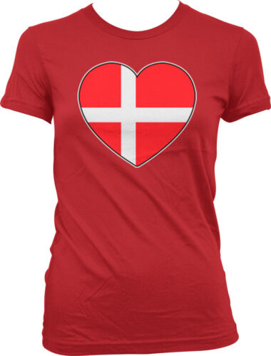 Danish Pride Country Love  Juniors T-shirt Details about   Denmark Heart Crest 
