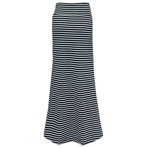 Women Lady High Waist Striped Fold Over Stretch Long Maxi Skirt Plus Size 6L