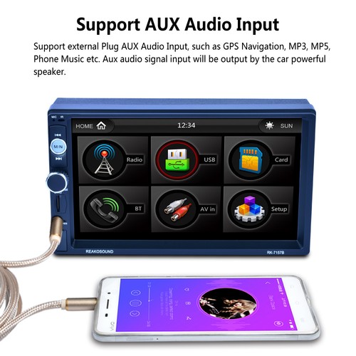 7/" HD 2Din In-dash Car Stereo Bluetooth Touch Screen FM Radio MP5 Player USB AUX