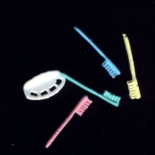 Dollhouse Miniature Set of Toothbrushes and Toothbrush Holder for 1:12 Bathroom