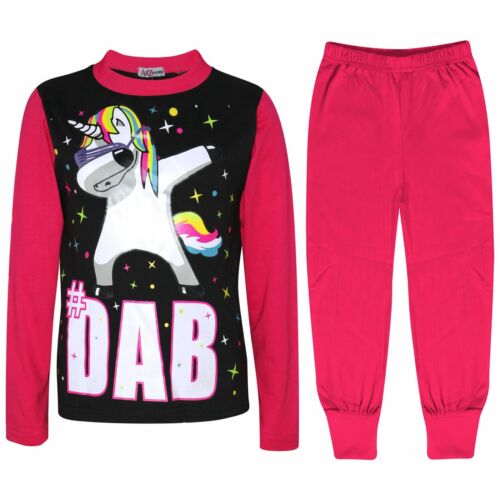Niños Niñas frotamiento Unicornio #Dab Rosa Hilo Dental Pijamas Loungewear Ropa de dormir Pijama 5-13