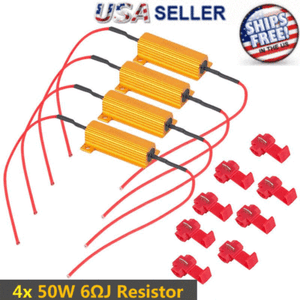 4pcs Load Resistor 50W 6RJ LED Decoder Fix Error Code Hyper Flash Turn Signal