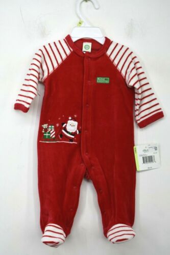 Details about  / Little Me Red Baby Boy/' Snap Button Holiday Velour Jumpsuit Footies Pants