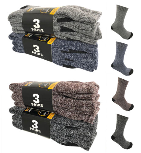 6 Pairs Men Winter Warm Thermal Crew Thick Socks Heavy Duty Work Boot Socks