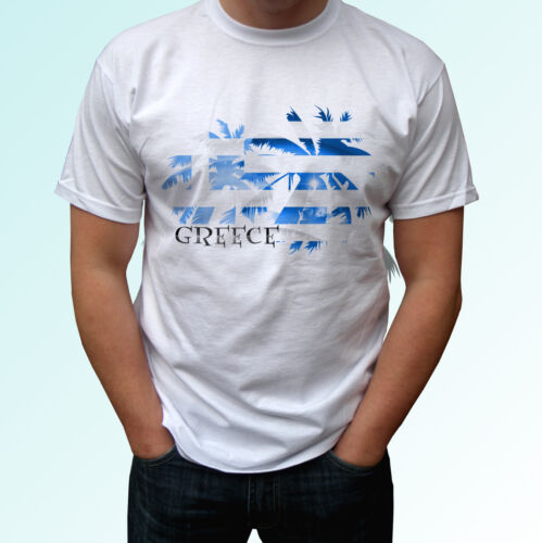 La Grèce Palm FLAG-Blanc T Shirt Vacances TOP DESIGN Hommes Femmes Enfants Bébé Tailles
