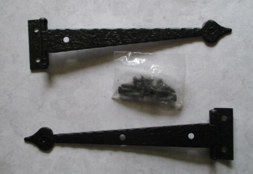 Vtg strap hinge 3/8" offset hammered black finish 7” NOS Cabinet door cupboard 
