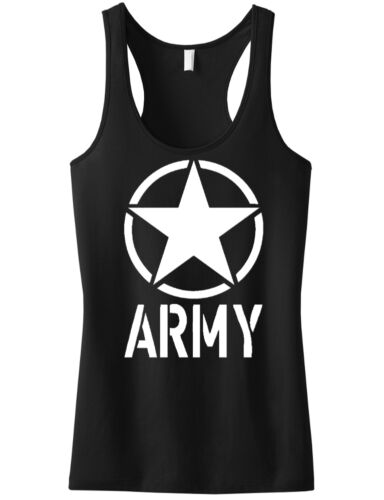 New Junior&#039;s Army Circle Star Racerback Tank Top US Military Women&#039;s Tee V120