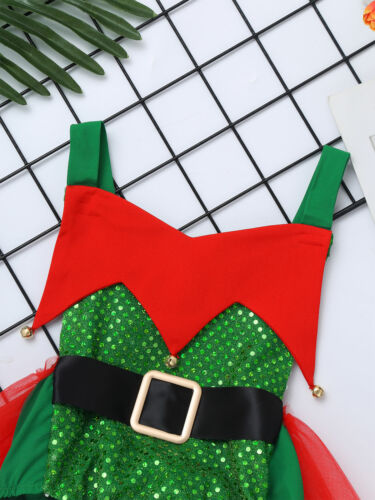 Baby Girls Reindeer Elf Tutu Dress For Christmas Costume  Cartoon Pumpkin Romper