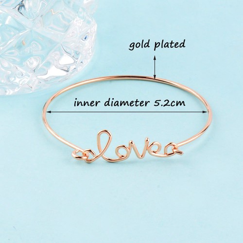 Lettre d/'amour Bracelet Simple Or Argent Bijoux Pour Amant Saint Valentin Cadeau