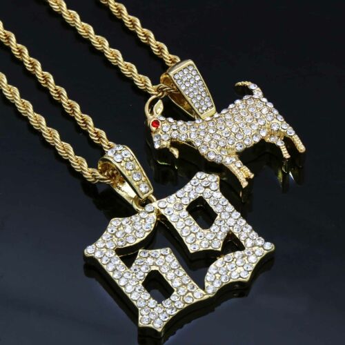 Mans  Hip Hop Gold Plated "69"& "Goat" Pendant 3mm 20"& 20" Rope Chains 