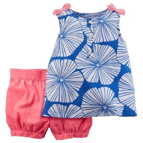 NWT Carter/'s Size 12 Months 2 PC Set Floral Tank Top Bubble Shorts Outfit